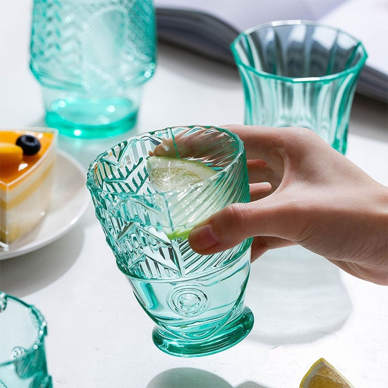 Koi Fisk Glas Krus Sæt i Aqua - Tekstureret Borosilikatglas