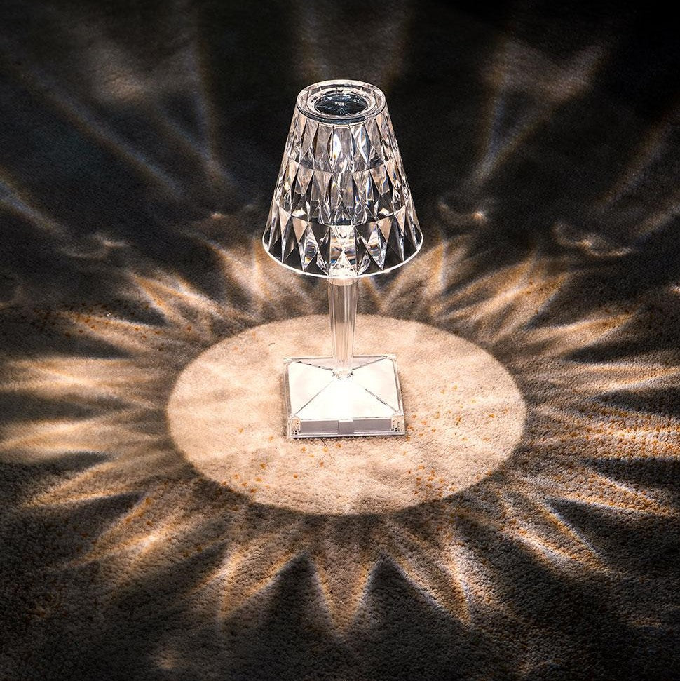 Genopladelig Touch Lampe med Krystal Finish og Tre Lysindstillinger