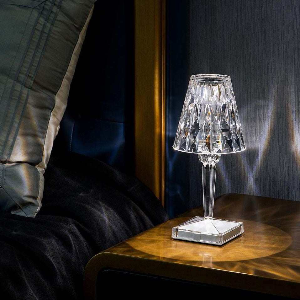 Genopladelig Touch Lampe med Krystal Finish og Tre Lysindstillinger
