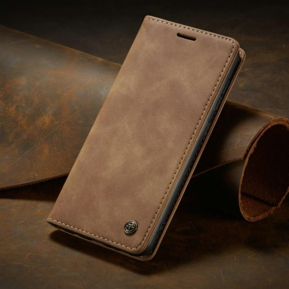 Veganlæder Flip Wallet Case til iPhone 15 med Kortlommer