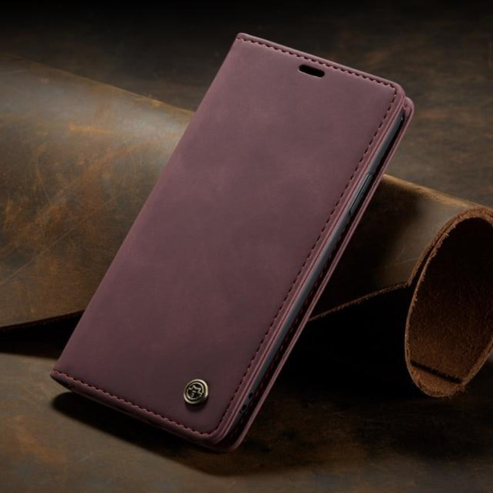 Veganlæder Flip Wallet Case til iPhone 15 med Kortlommer