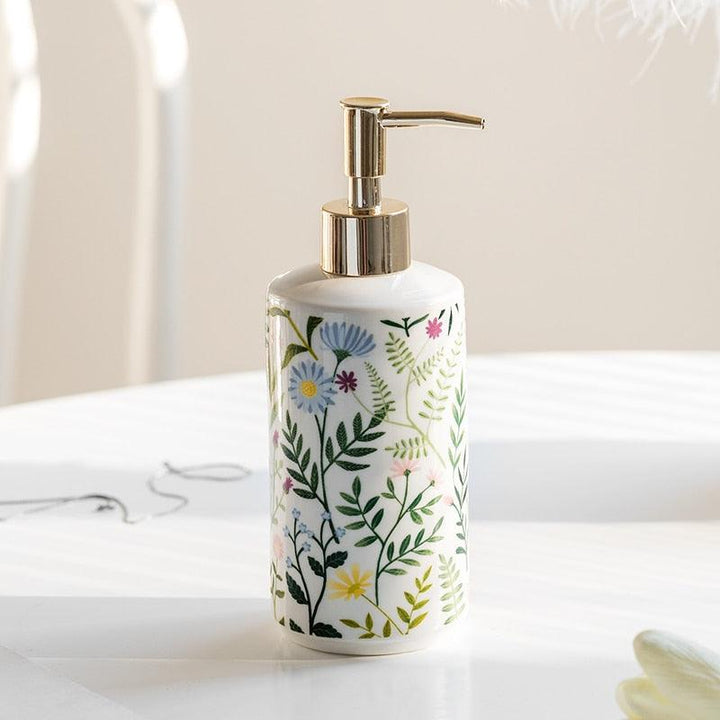 Elegant Keramisk Blomster Sæbe Dispenser til Flydende Sæbe