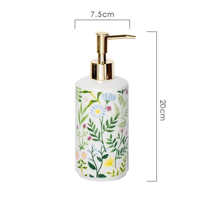 Elegant Keramisk Blomster Sæbe Dispenser til Flydende Sæbe