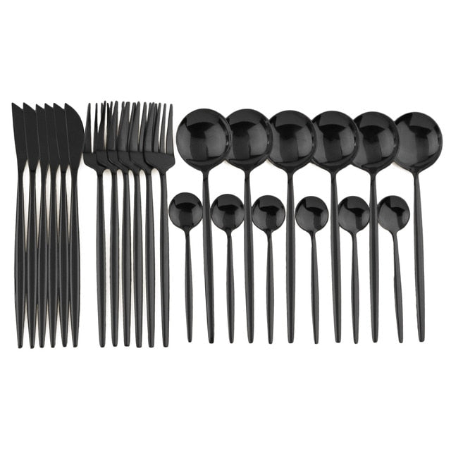 Elegant 24-delt Bestik Sæt i 18/10 Rustfrit Stål med Blank Finish