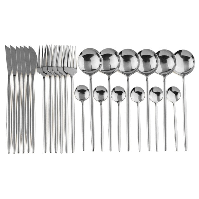 Elegant 24-delt Bestiksæt i 18/10 Rustfrit Stål med Blank Finish