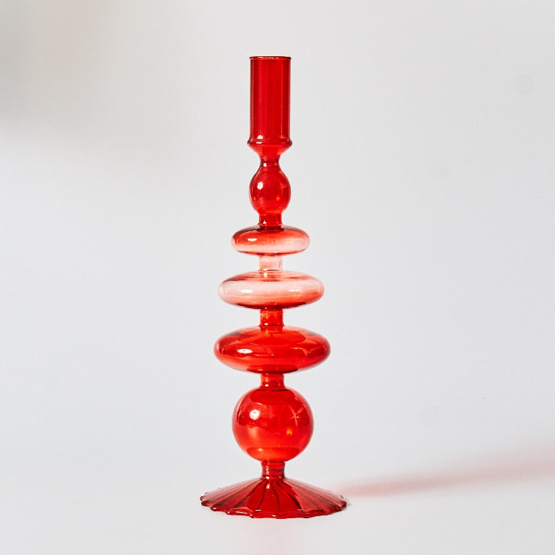 Kirsebær Rød Borosilikat Glas Tealight Holder og Vase