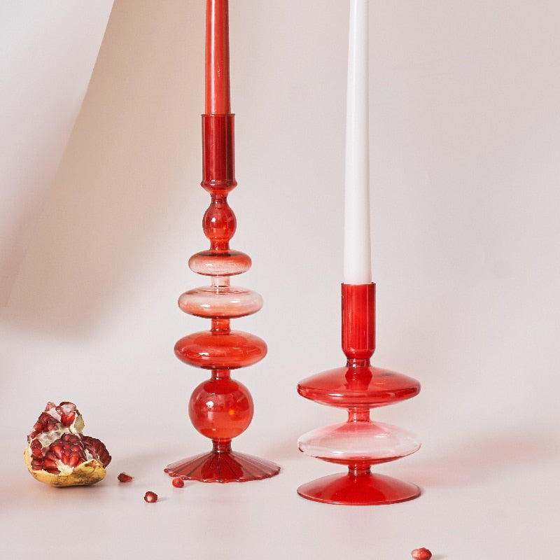 Kirsebær Rød Borosilikat Glas Tealight Holder og Vase