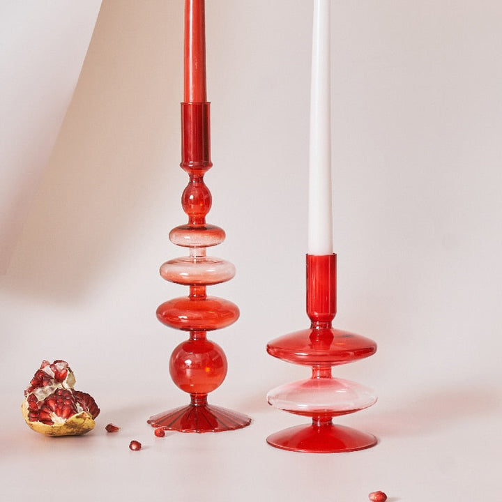 Kirsebær Rød Borosilikat Glas Tealight Holder og Vase