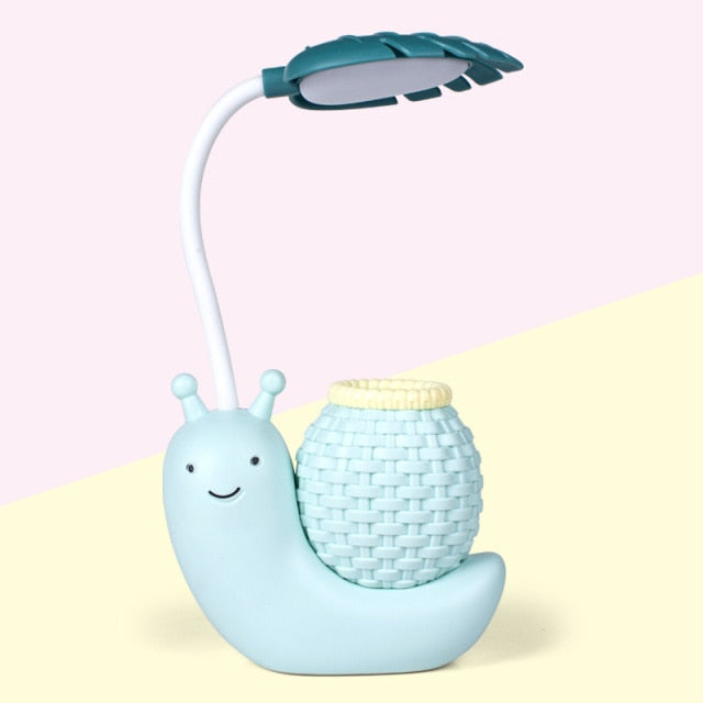 Snegle Bordlampe med Blyantholder og LED Lys