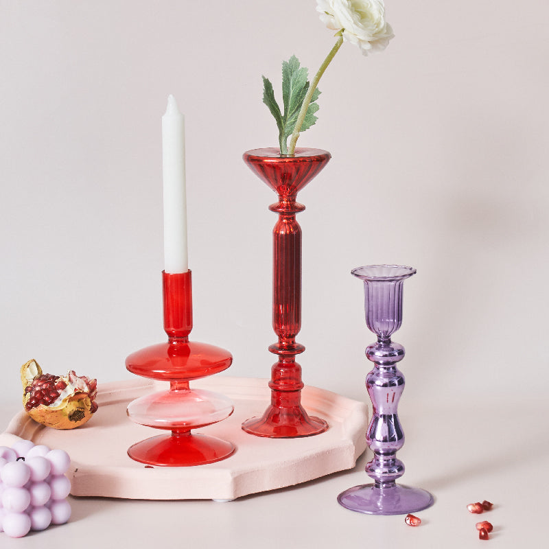 Kirsebær Rød Borosilikat Glas Tealight Holder og Vase