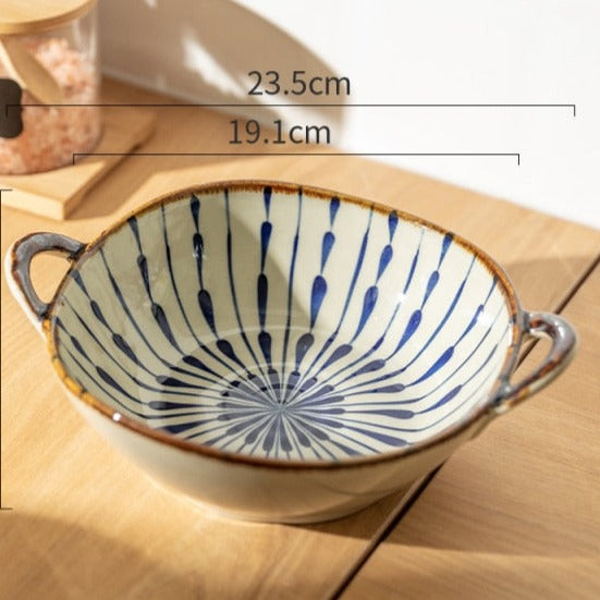 Håndmalede Keramiske Pastaskåle med Blomsterdesign