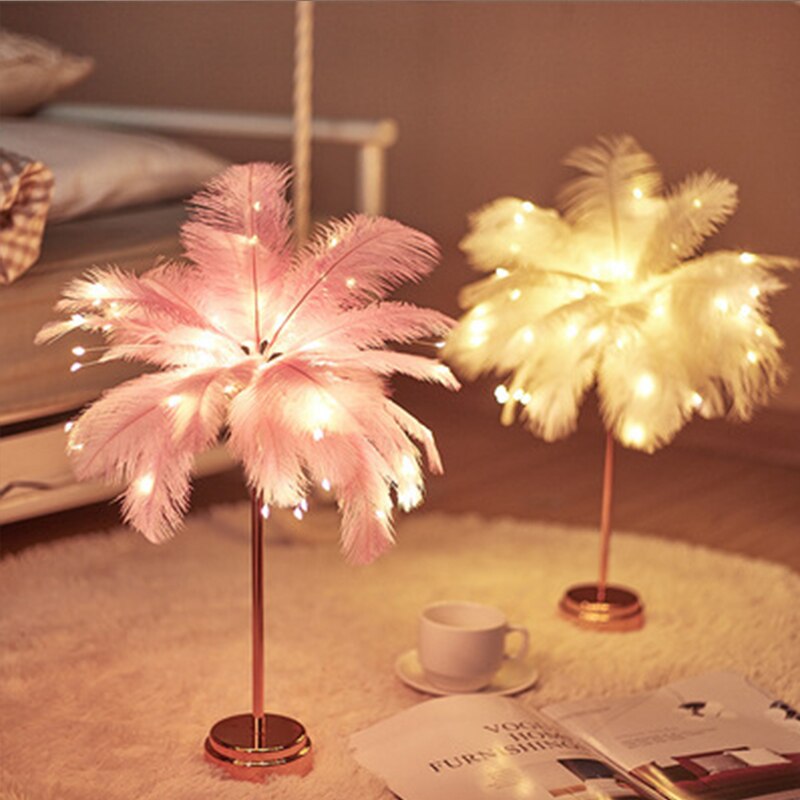 Palmeblad Bordlampe i Flere Farver