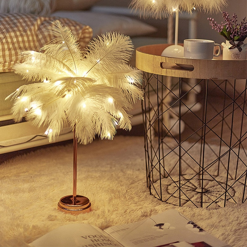 Palmeblad Bordlampe i Flere Farver
