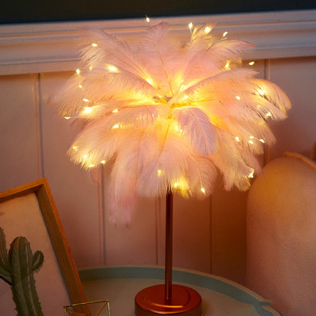 Palmeblad Bordlampe i Flere Farver
