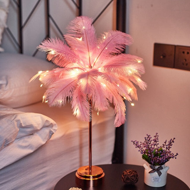 Palmeblad Bordlampe i Flere Farver