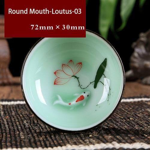 Håndlavet Celadon Porcelæns Te Kop til Sorte og Blomster Teer