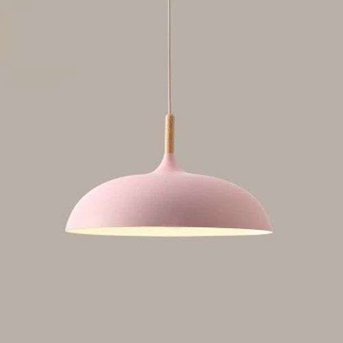 Pastel Pendel i Metal og Træ med Justerbar Ledning