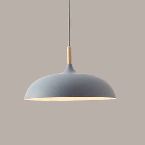 Pastel Pendel i Metal og Træ med Justerbar Ledning
