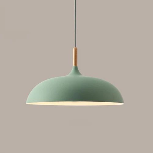 Pastel Pendel i Metal og Træ med Justerbar Ledning