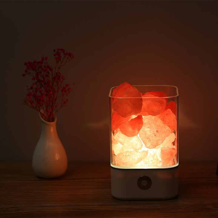 Himalaya Saltlampe med Luftrenser og LED Lys