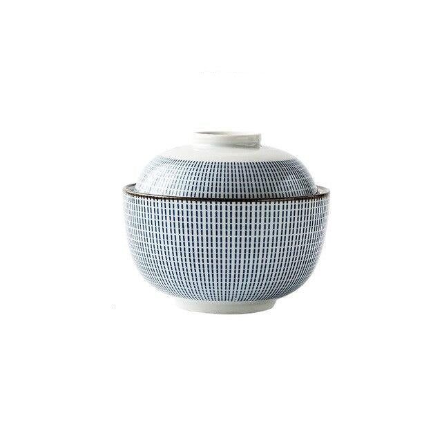 Japansk Miljøvenlig Porcelæns Miso Skål med Låg - 4 Farver, 2 Størrelser