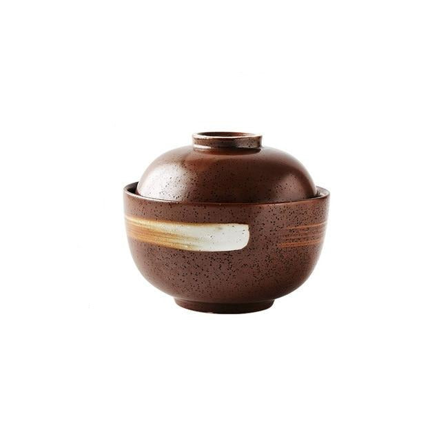 Japansk Miljøvenlig Porcelæns Miso Skål med Låg - 4 Farver, 2 Størrelser