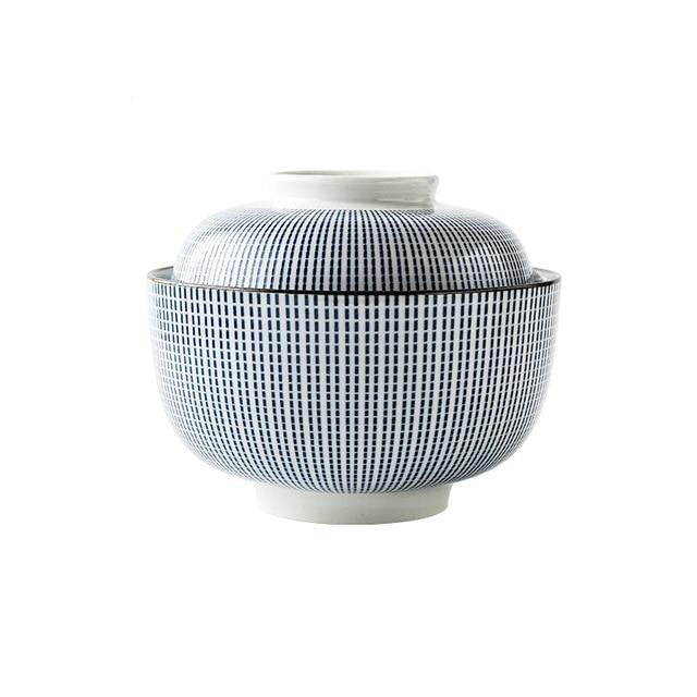 Japansk Miljøvenlig Porcelæns Miso Skål med Låg - 4 Farver, 2 Størrelser