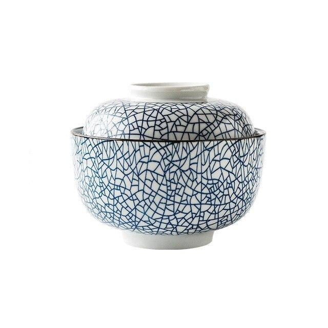 Japansk Miljøvenlig Porcelæns Miso Skål med Låg - 4 Farver, 2 Størrelser