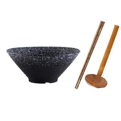 Japansk Keramisk Ramen Skål Sæt med Spisepinde og Ske, 1100 mL