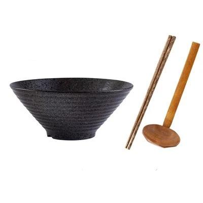 Japansk Keramisk Ramen Skål Sæt med Spisepinde og Ske - 1100 mL, 3 Farver