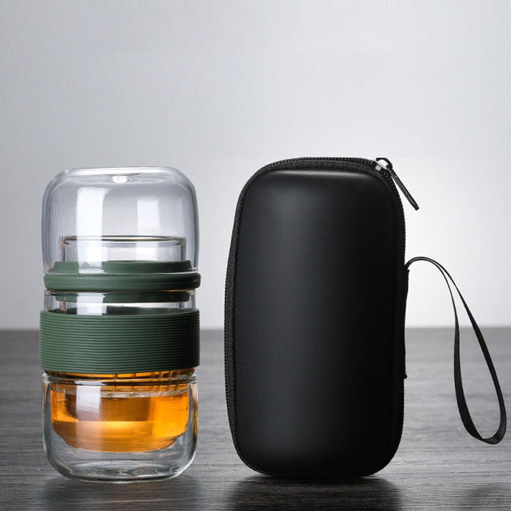 Kompakt Varmebestandig Rejse Teapot i Borosilikatglas
