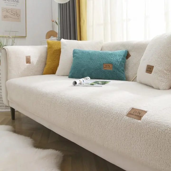 Vandtæt Sherpa Fleece Sofaovertræk med Non-Slip Bund