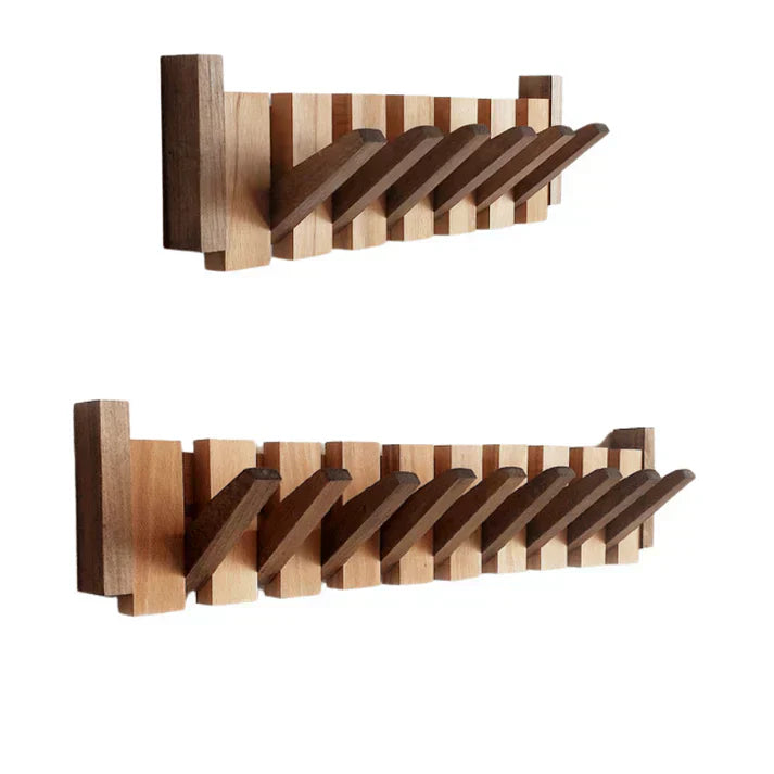 Elegant Træ Tøjstativ med Foldbare Kroge