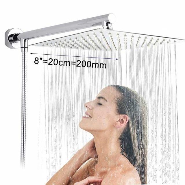 Væghængt Ultra Slim Regnbruser med Justerbar Arm og Kromfinish
