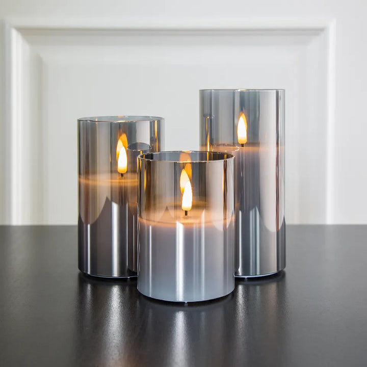 Flameless Lys Sæt med Glasbur og Flakkende Flamme Effekt