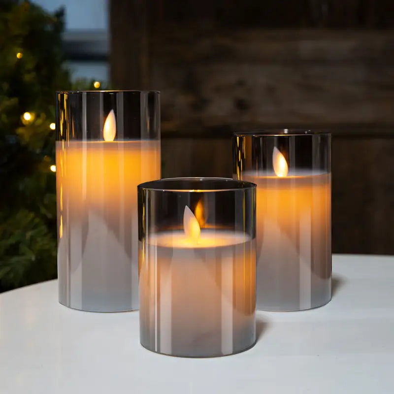 Flameless Lys Sæt med Glasbur og Flakkende Flamme Effekt
