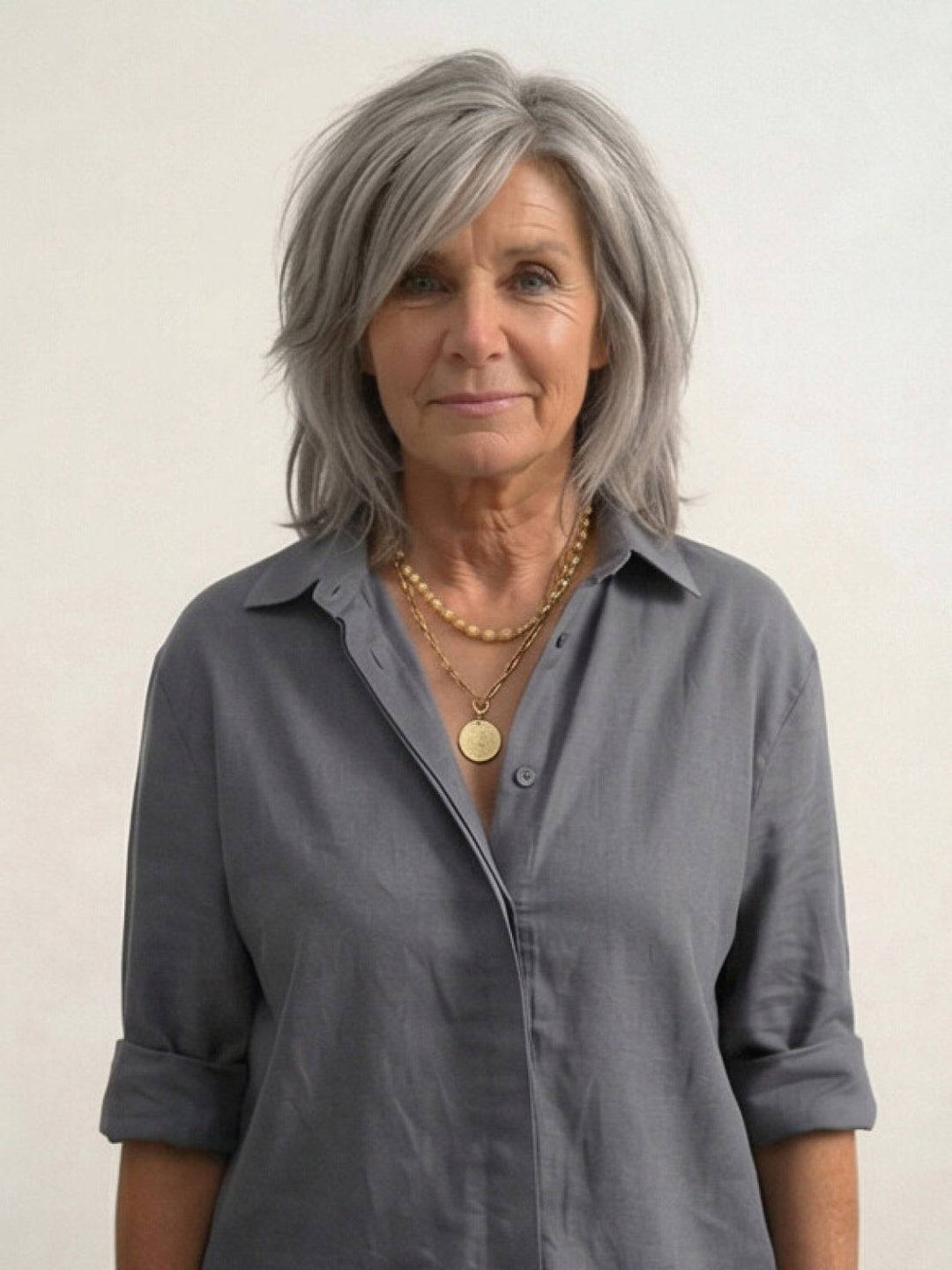 Vivian | Kvinders afslappede skjorte med knap og bukser med bred ben