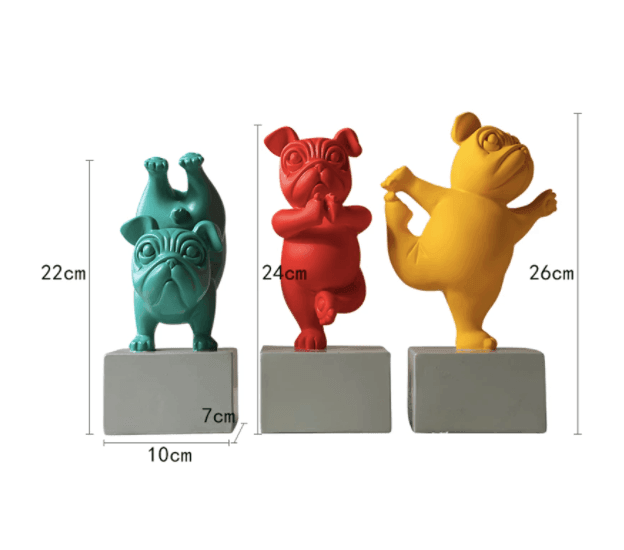 Håndlavet Bulldog Yoga Figur i Harpiks
