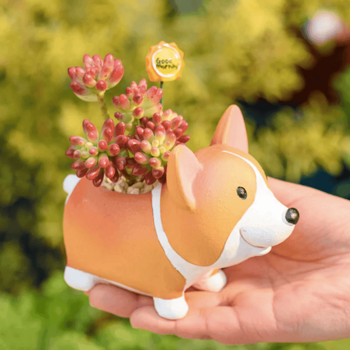 Resin Corgi Plantekrukke til Sukulenter