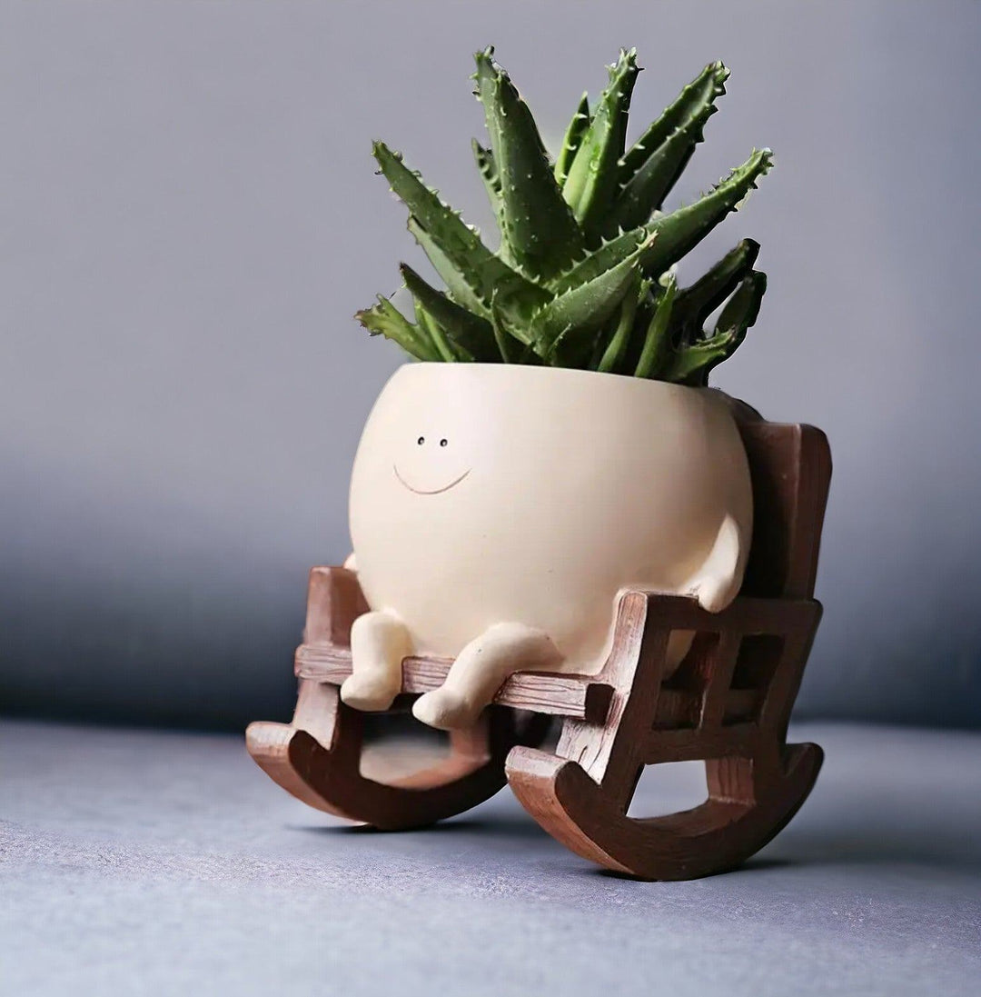 Smilende Ansigt Plantekrukke i Resin