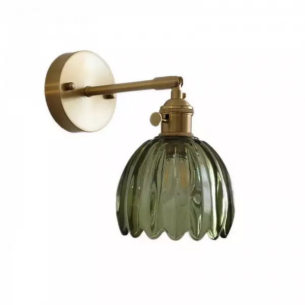 Vintage Tulipan Knop Væglampe i Glas