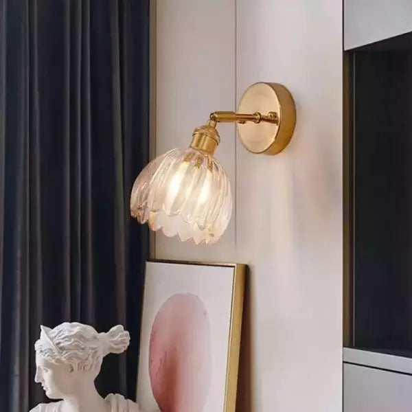 Vintage Tulipan Væglampe i Glas med Blomsterdesign