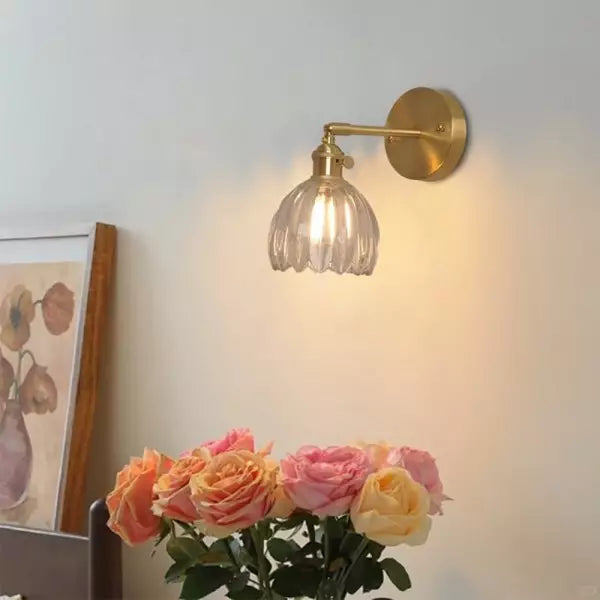 Vintage Tulipan Knop Væglampe i Glas