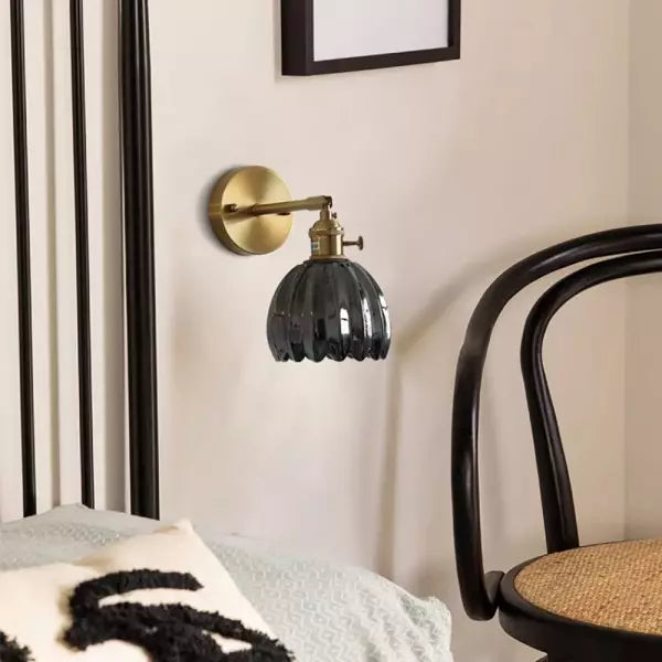 Vintage Tulipan Knop Væglampe i Glas
