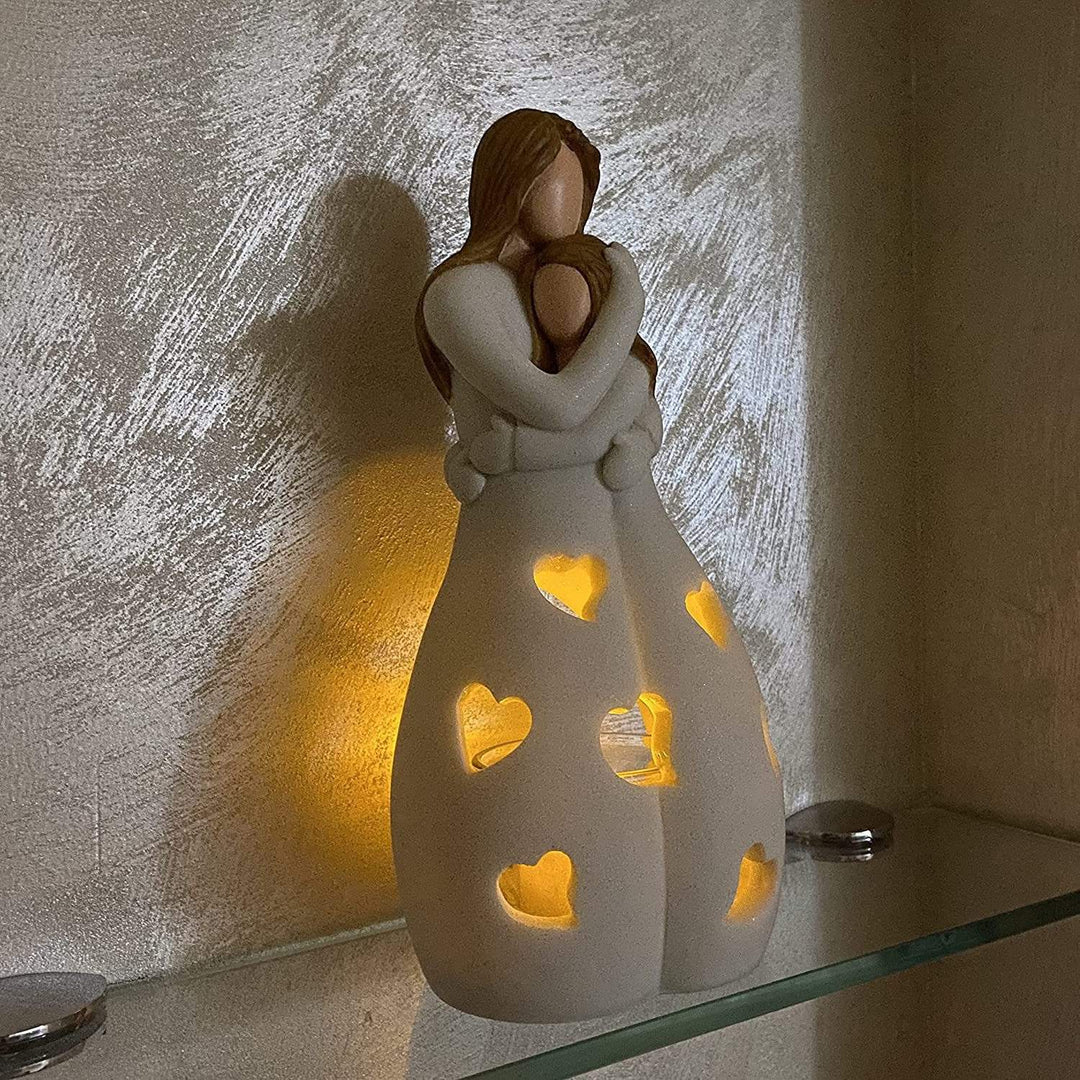 Hjerteformet Bordlampe i Harpiks med Varmt LED Lys