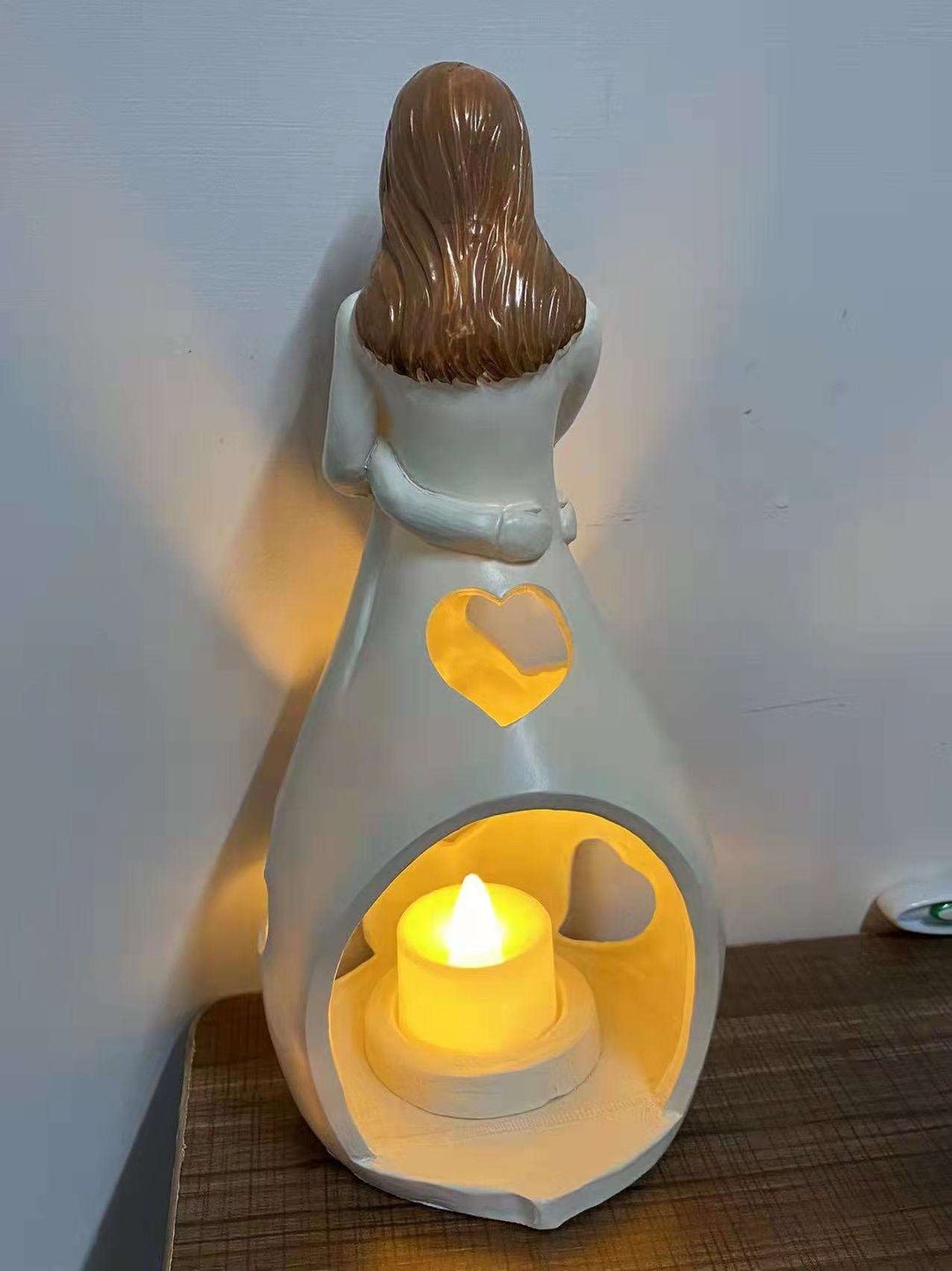 Hjerteformet Bordlampe i Harpiks med Varmt LED Lys