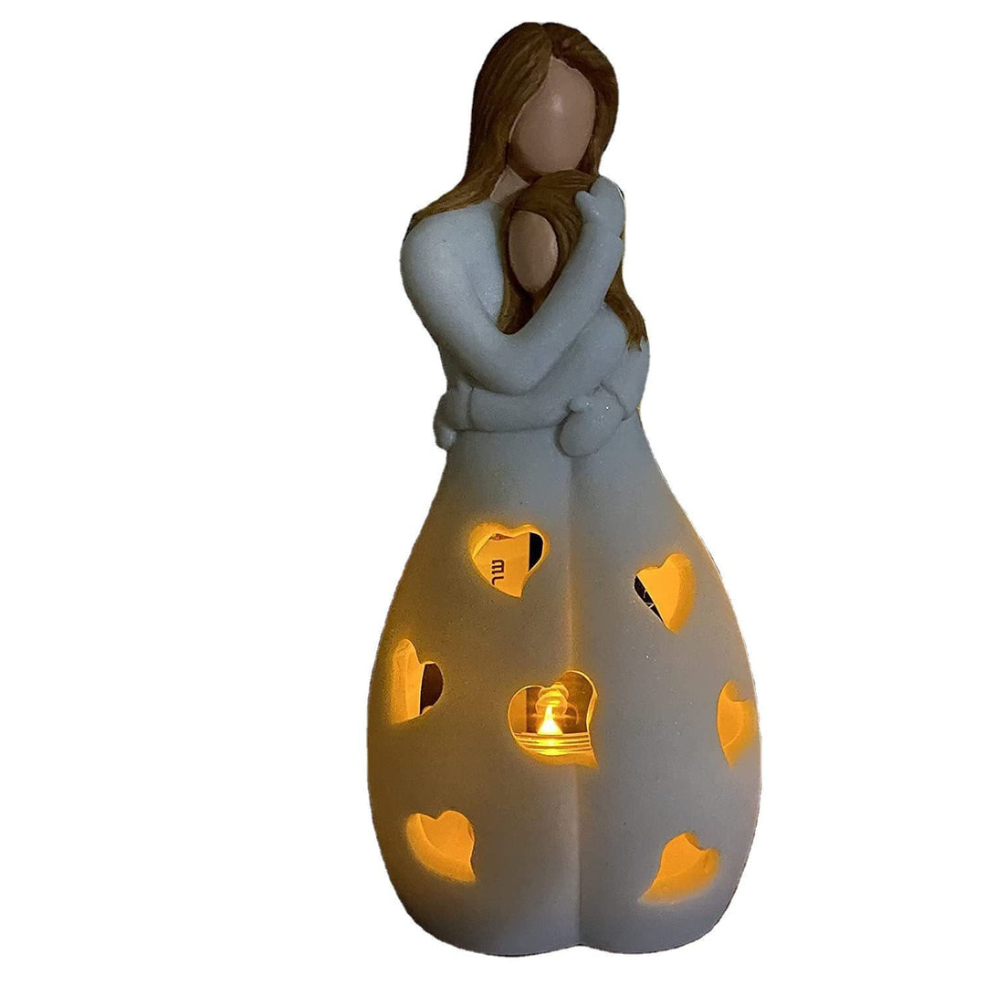Hjerteformet Beige Harpiks Bordlampe med Varm Glød