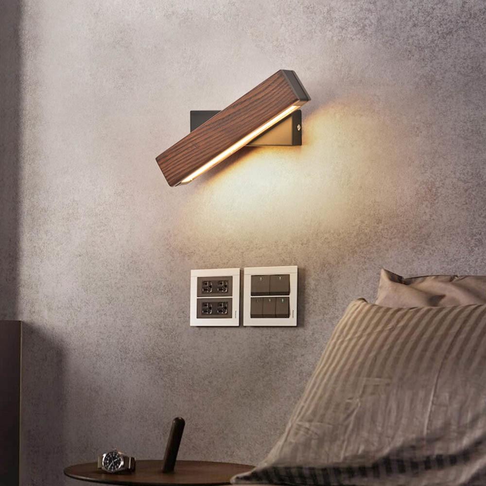 Justerbar Træ LED Væglampe med Roterbart Design
