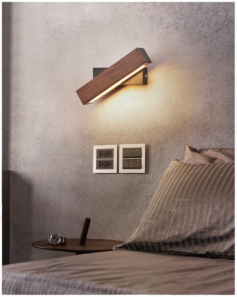 Justerbar Træ LED Væglampe med Roterbart Design