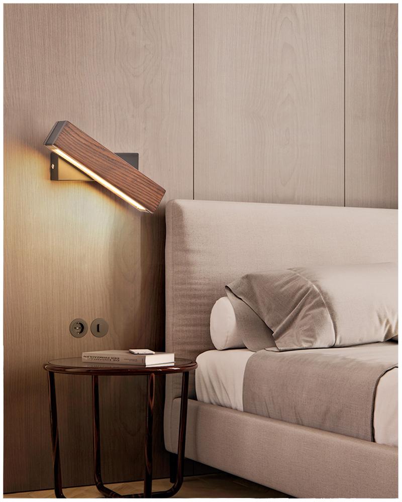 Justerbar Træ LED Væglampe med Roterbart Design